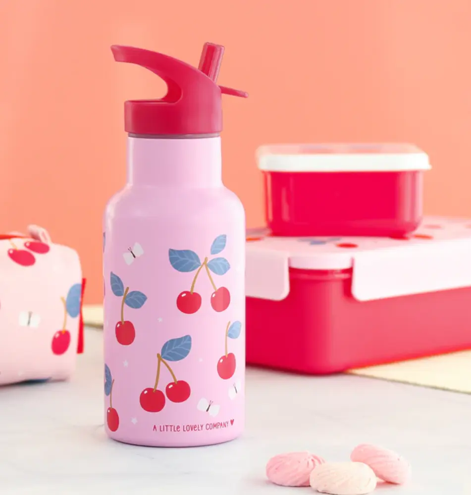 A Little Lovely Company Drinkfles RVS Kersen A Little Lovely Company Drinkfles RVS Kersen