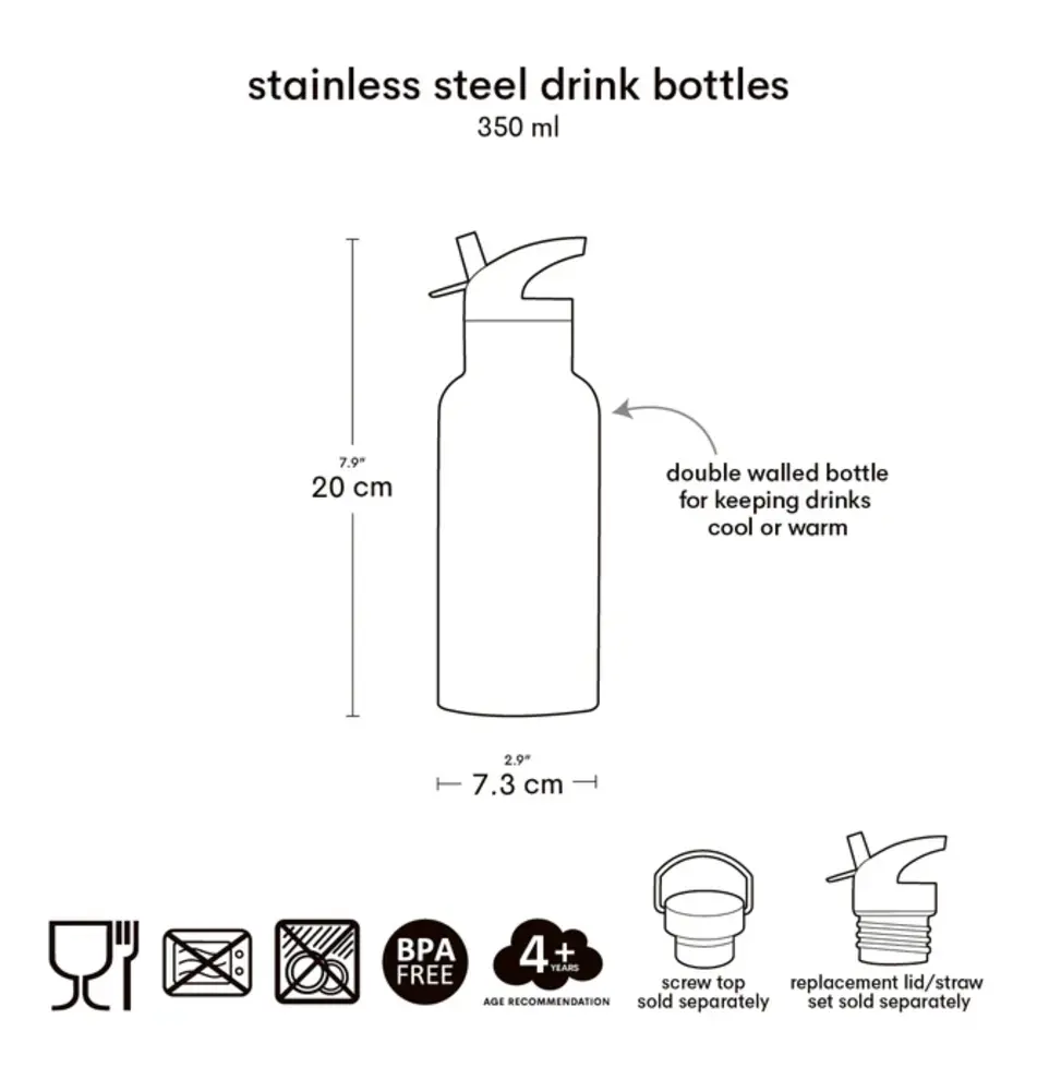 A Little Lovely Company Drinkfles RVS Kersen A Little Lovely Company Drinkfles RVS Kersen
