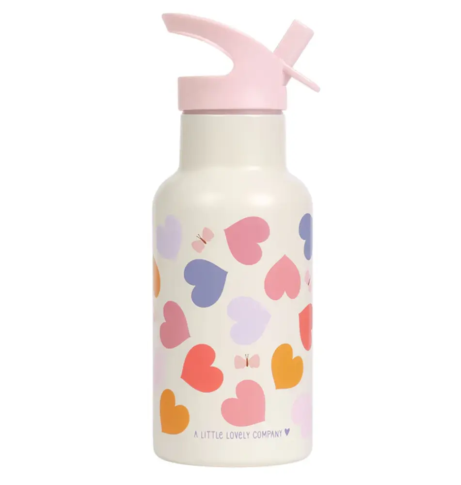 A Little Lovely Company Drinkfles RVS Hartjes A Little Lovely Company Drinkfles RVS Hartjes