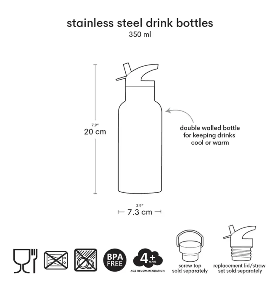 A Little Lovely Company Drinkfles RVS Hartjes A Little Lovely Company Drinkfles RVS Hartjes