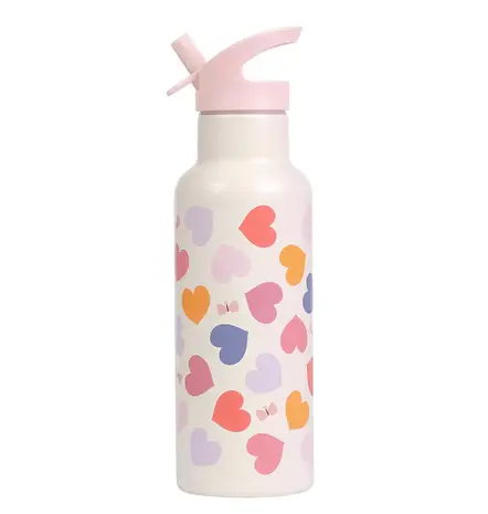 A Little Lovely Company Drinkfles XL RVS Hartjes A Little Lovely Company Drinkfles XL RVS Hartjes