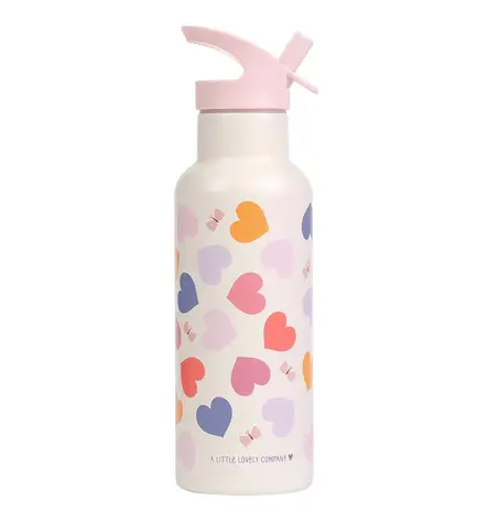 A Little Lovely Company Drinkfles XL RVS Hartjes A Little Lovely Company Drinkfles XL RVS Hartjes