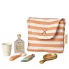 Maileg Toothbrush set in bag, Mouse - Coral stripe Maileg Toothbrush set in bag, Mouse - Coral stripe