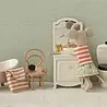 Maileg Toothbrush set in bag, Mouse - Coral stripe Maileg Toothbrush set in bag, Mouse - Coral stripe