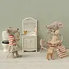 Maileg Toothbrush set in bag, Mouse - Coral stripe Maileg Toothbrush set in bag, Mouse - Coral stripe