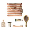 Maileg Toothbrush set in bag, Mouse - Coral stripe Maileg Toothbrush set in bag, Mouse - Coral stripe