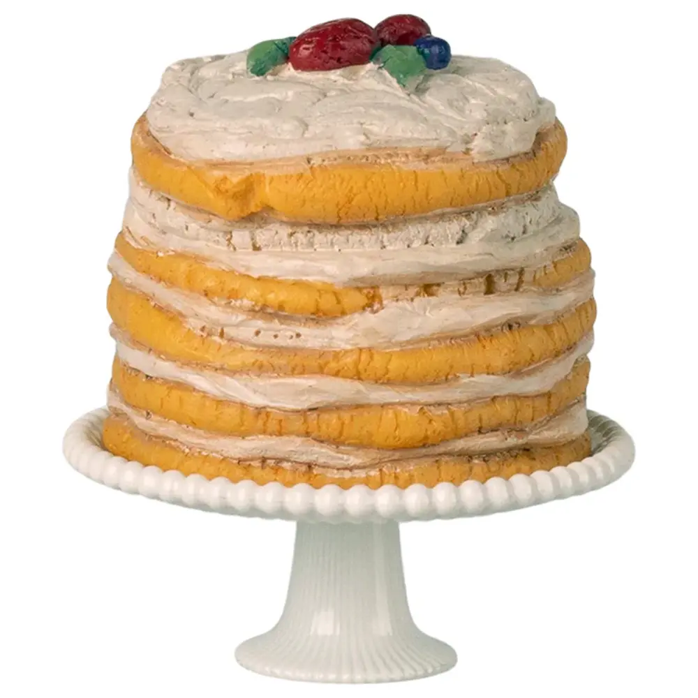 Maileg Party cake and cake stand, Mouse - Off white