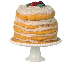 Maileg Party cake and cake stand, Mouse - Off white