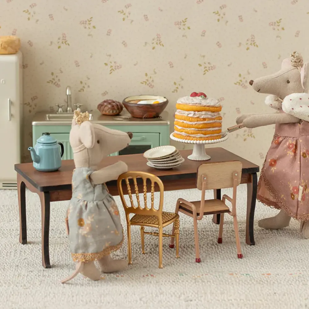 Maileg Party cake and cake stand, Mouse - Off white