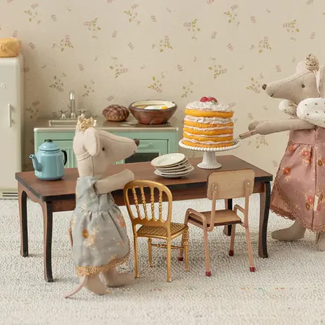 Maileg Party cake and cake stand, Mouse - Off white