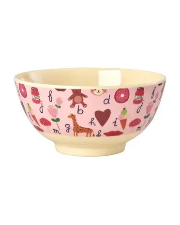 Rice Melamine Kom - Medium - ABC - Roze Rice Melamine Kom - Medium - ABC - Roze