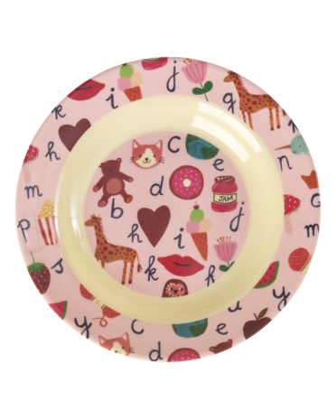 Rice Melamine Diep Bord - ABC - Roze Rice Melamine Diep Bord - ABC - Roze
