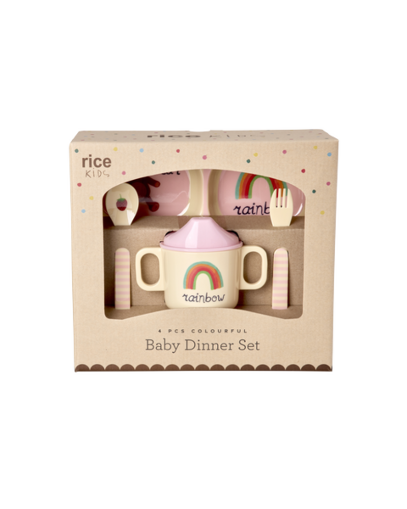 Rice Melamine Baby Diner Set in Gift Box - ABC - Roze Rice Melamine Baby Diner Set in Gift Box - ABC - Roze