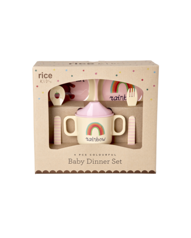 Rice Melamine Baby Diner Set in Gift Box - ABC - Roze Rice Melamine Baby Diner Set in Gift Box - ABC - Roze