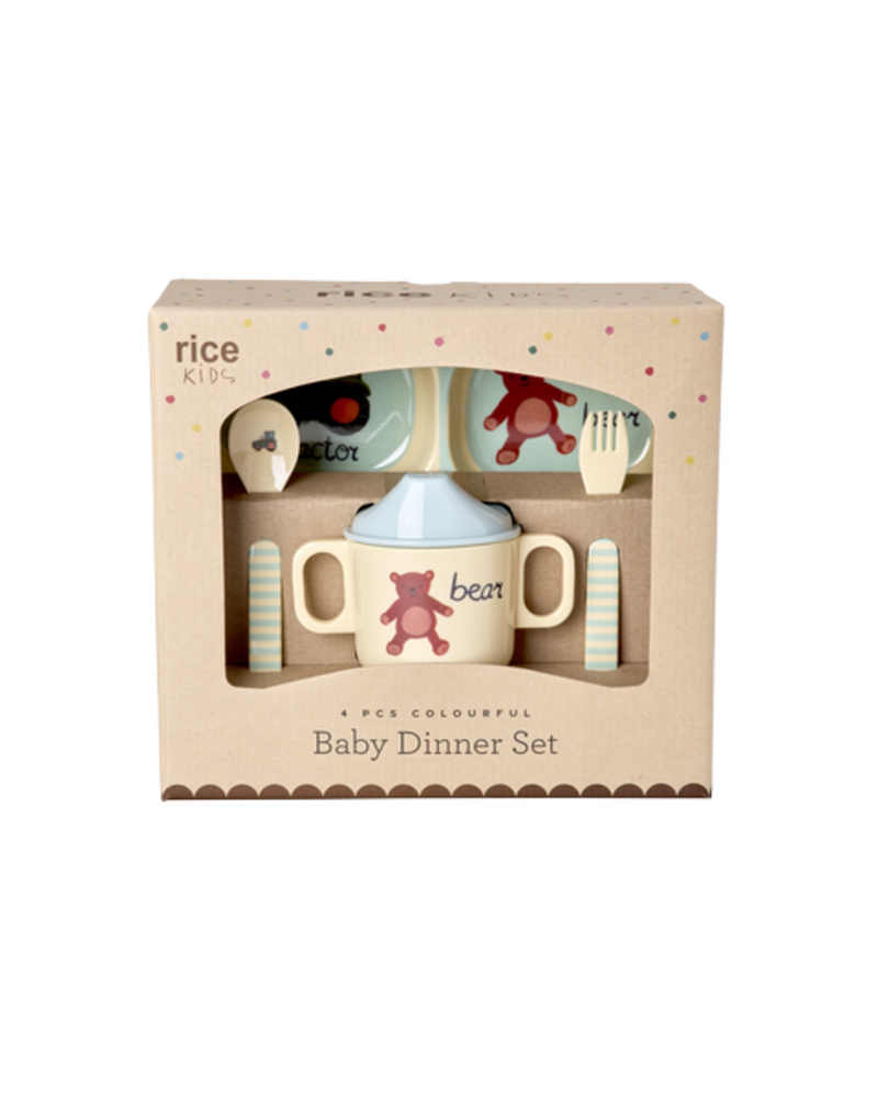 Rice Melamine Baby Diner Set in Gift Box - ABC - Blauw Rice Melamine Baby Diner Set in Gift Box - ABC - Blauw