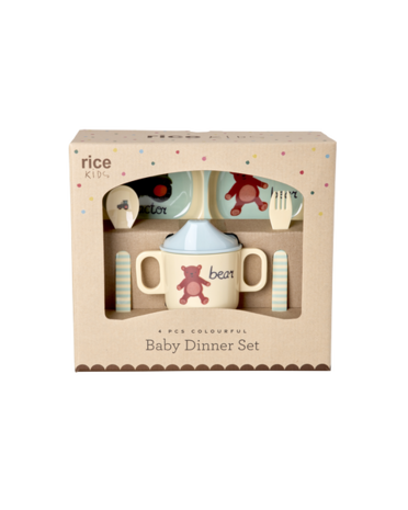 Rice Melamine Baby Diner Set in Gift Box - ABC - Blauw Rice Melamine Baby Diner Set in Gift Box - ABC - Blauw