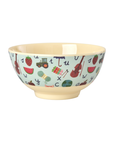 Rice Melamine Kom - Medium - ABC - Blauw Rice Melamine Kom - Medium - ABC - Blauw