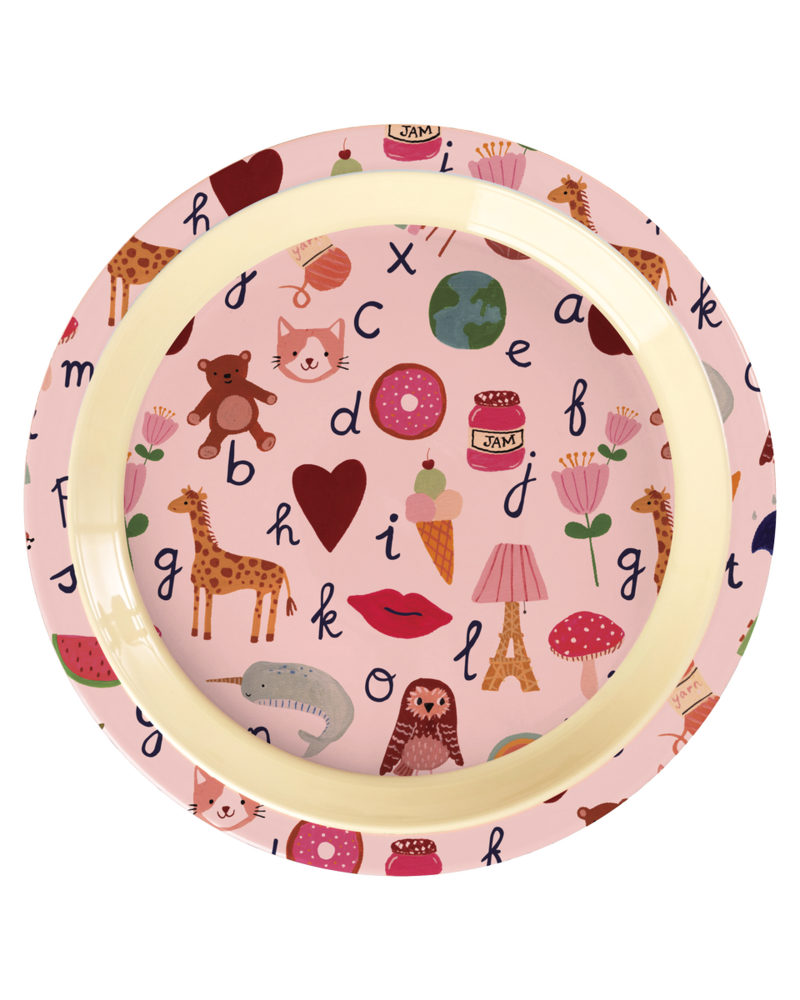 Rice Melamine Bord - ABC - Roze