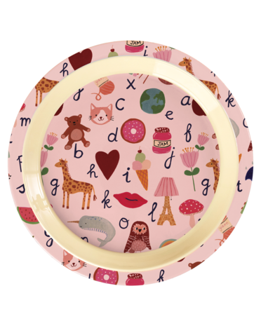 Rice Melamine Bord - ABC - Roze