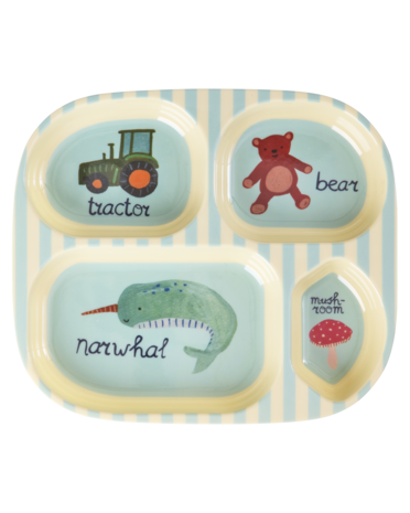 Rice Melamine Vakjesbord - ABC - Blauw Rice Melamine Vakjesbord - ABC - Blauw