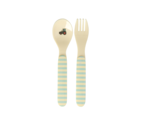 Rice Lepel en Vork - ABC - Blauw Rice Lepel en Vork - ABC - Blauw