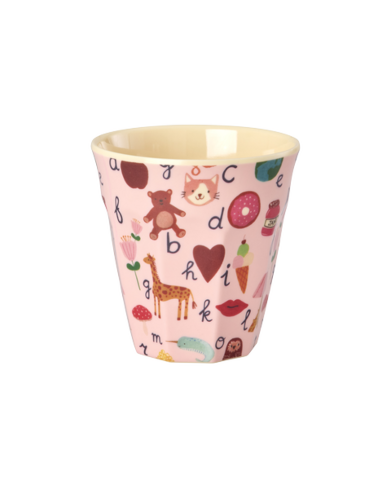 Rice Melamine Beker - Medium - ABC - Roze Rice Melamine Beker - Medium - ABC - Roze