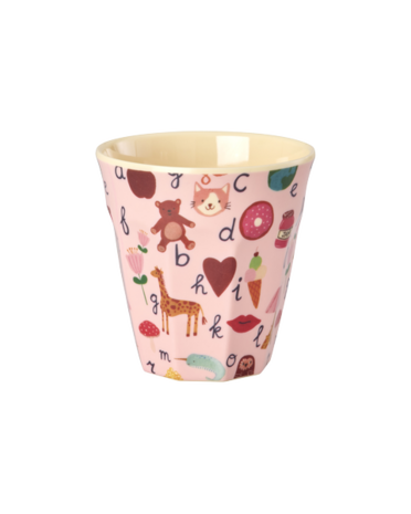Rice Melamine Beker - Medium - ABC - Roze Rice Melamine Beker - Medium - ABC - Roze