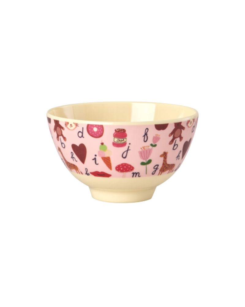 Rice Melamine Kom - Small - ABC - Roze Rice Melamine Kom - Small - ABC - Roze