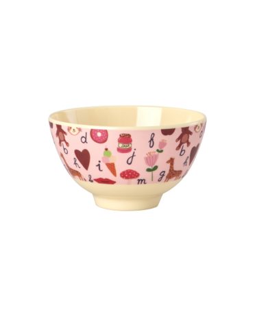 Rice Melamine Kom - Small - ABC - Roze Rice Melamine Kom - Small - ABC - Roze