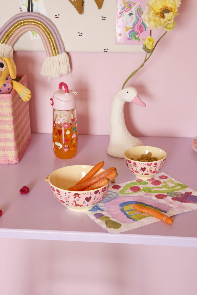 Rice Melamine Kom - Small - ABC - Roze Rice Melamine Kom - Small - ABC - Roze