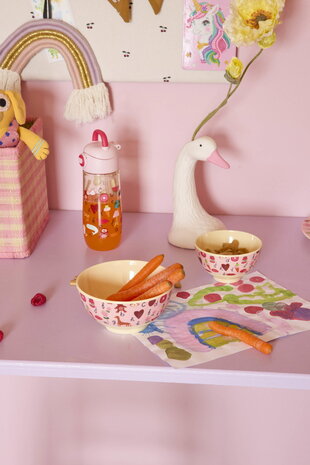 Rice Melamine Kom - Small - ABC - Roze Rice Melamine Kom - Small - ABC - Roze
