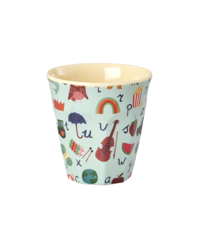 Rice Melamine Beker - Small - ABC - Blauw Rice Melamine Beker - Small - ABC - Blauw