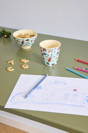 Rice Melamine Beker - Small - ABC - Blauw Rice Melamine Beker - Small - ABC - Blauw
