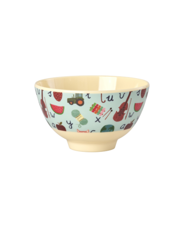 Rice Melamine Kom - Small - ABC - Blauw Rice Melamine Kom - Small - ABC - Blauw