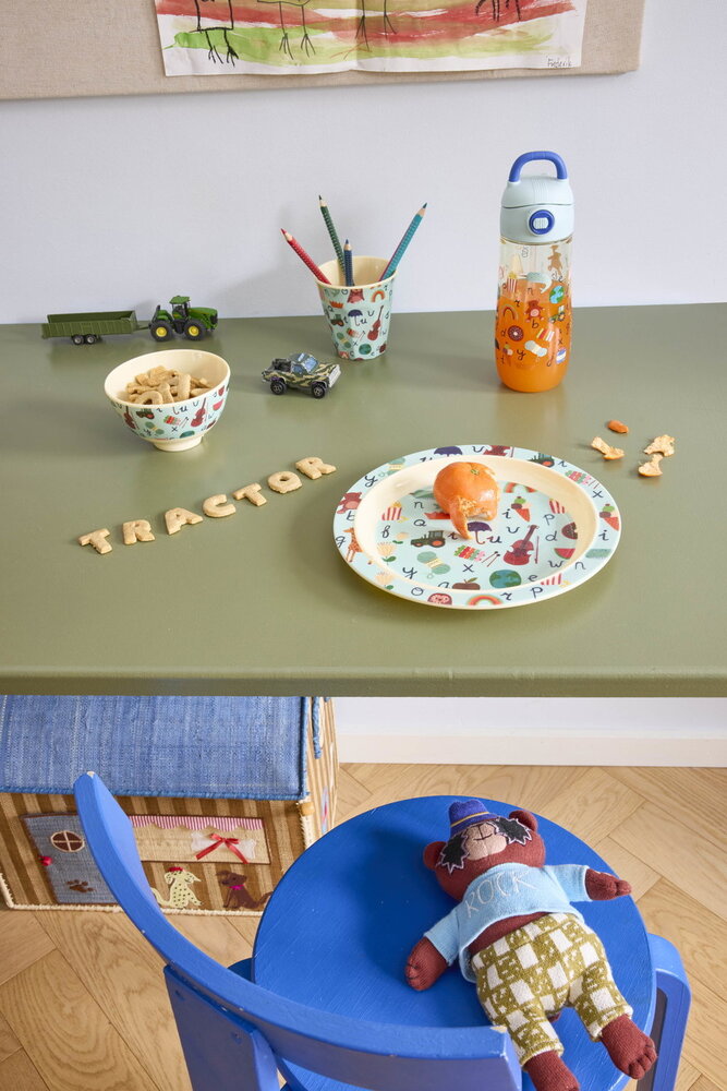 Rice Melamine Kom - Small - ABC - Blauw Rice Melamine Kom - Small - ABC - Blauw