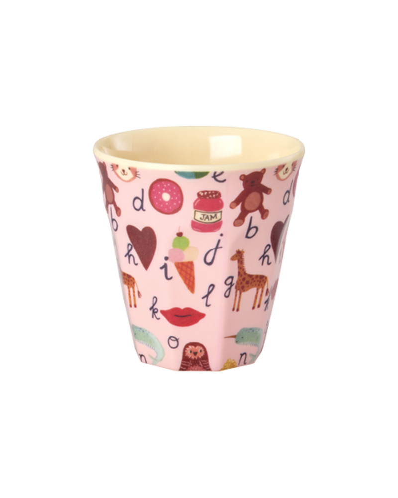 Rice Melamine Beker - Small - ABC - Roze Rice Melamine Beker - Small - ABC - Roze