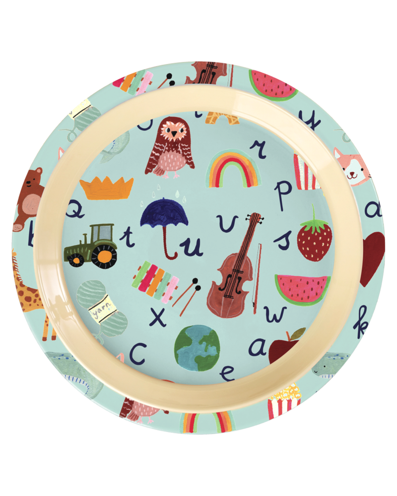 Rice Melamine Bord - ABC - Blauw