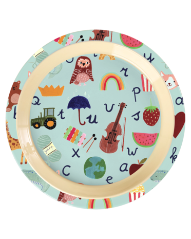 Rice Melamine Bord - ABC - Blauw