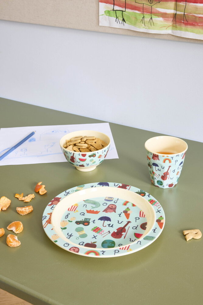 Rice Melamine Bord - ABC - Blauw