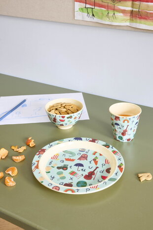 Rice Melamine Bord - ABC - Blauw