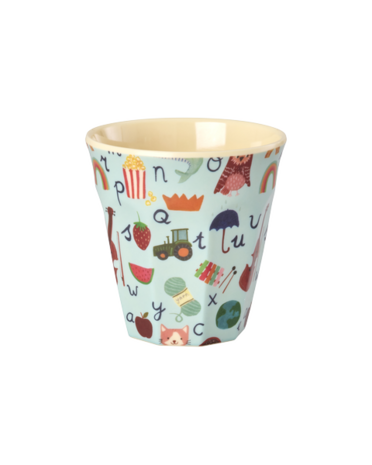 Rice Melamine Beker - Medium - ABC - Blauw Rice Melamine Beker - Medium - ABC - Blauw