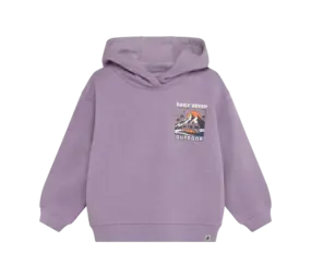 Daily7 Oversized Hoodie Chest Print Purple Melange