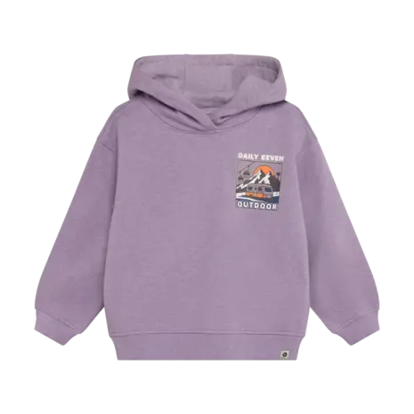 Daily7 Oversized Hoodie Chest Print Purple Melange