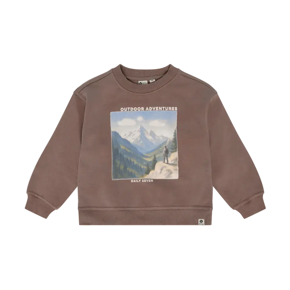 Daily7 Oversized Sweater Print Almond Brown Daily7 Oversized Sweater Print Almond Brown