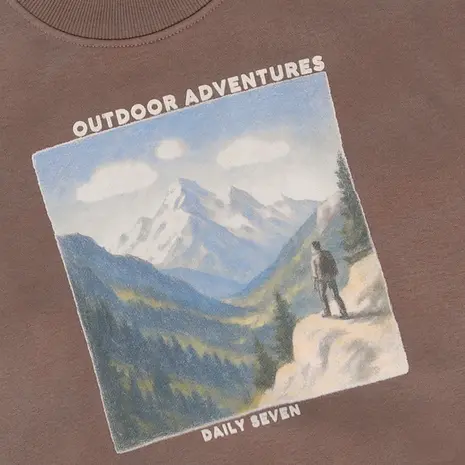 Daily7 Oversized Sweater Print Almond Brown Daily7 Oversized Sweater Print Almond Brown