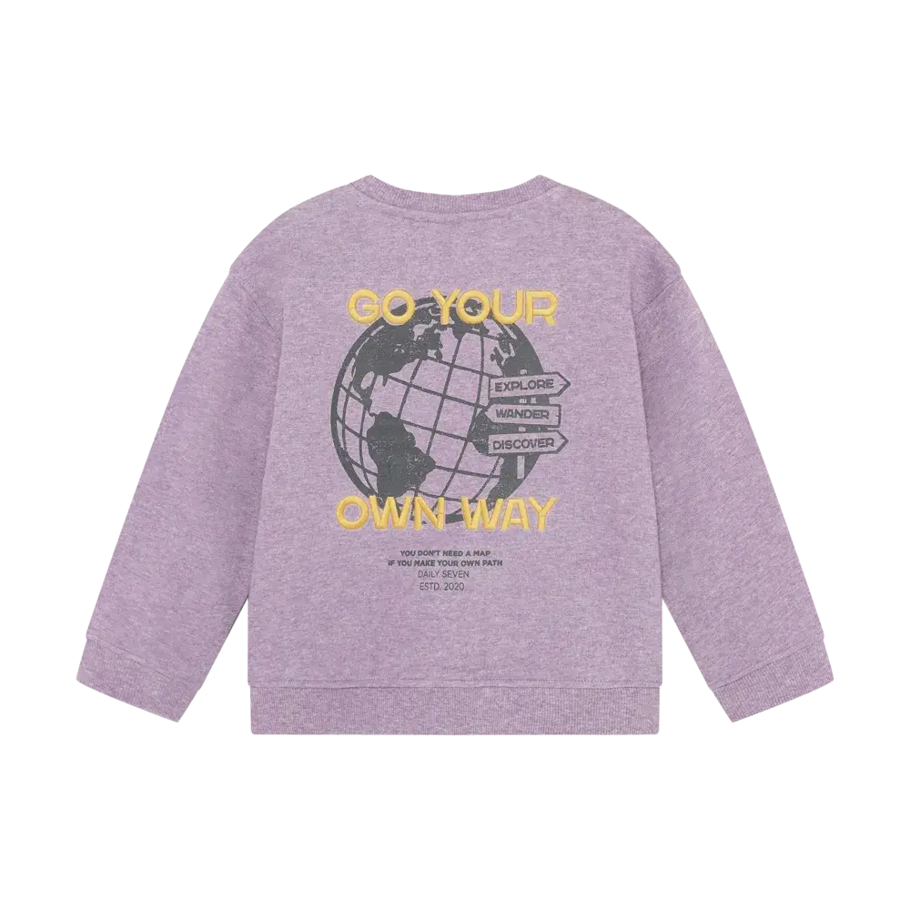 Daily7 Oversized Sweater Backprint Purple Melange