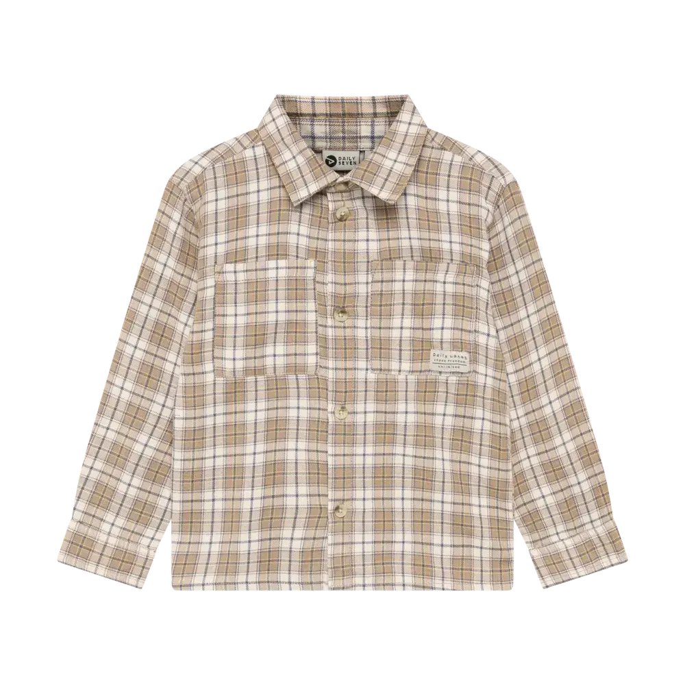 Daily7 Blouse Longsleeve Check Taupe