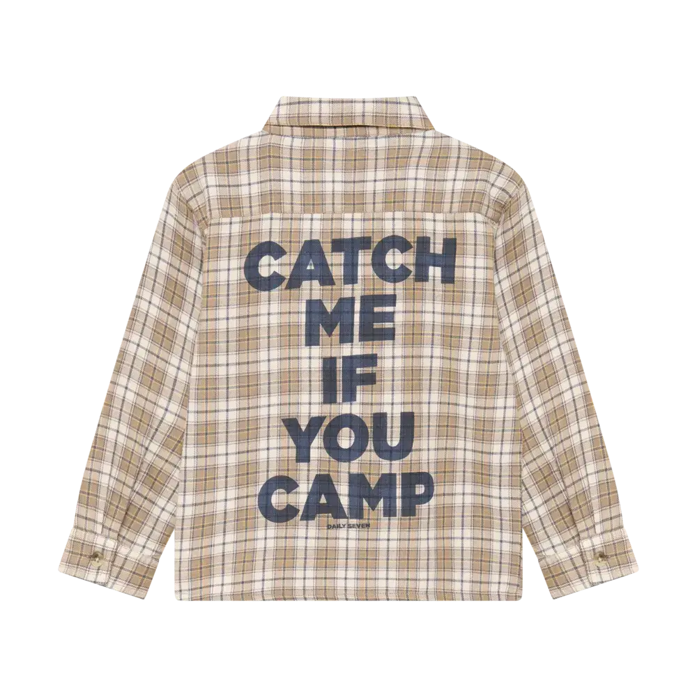 Daily7 Blouse Longsleeve Check Taupe