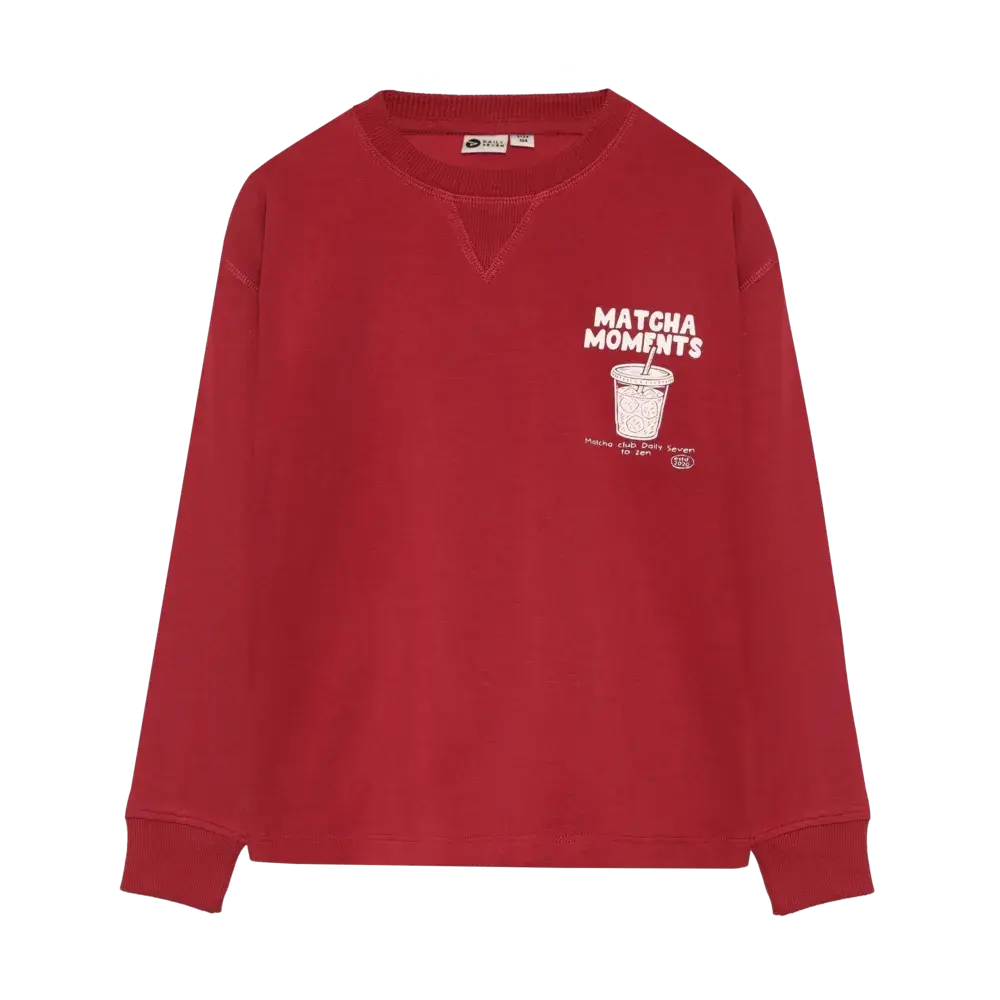 Daily7 Longsleeve Chest print - Rythmic Red Daily7 Longsleeve Chest print - Rythmic Red