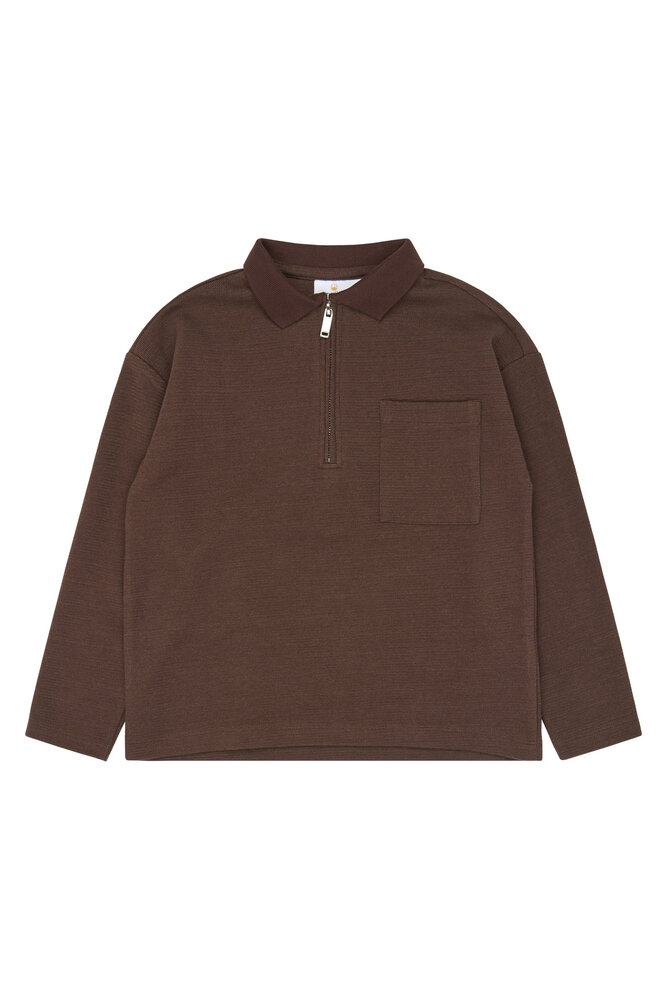 The New Varl OS Longsleeve Polo Chestnut The New Varl OS Longsleeve Polo Chestnut